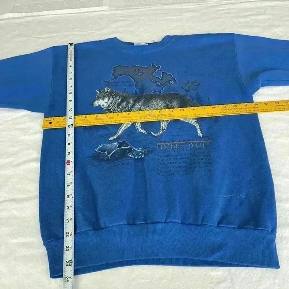 Vintage Tultex Sweatshirt Large Men Timber Wolf Graphic Crewneck Pullover Fleece - Picture 9 of 9